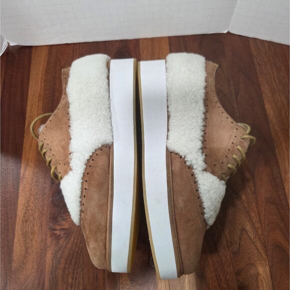 Australia Luxe Collective Suede And Sherling Tan and White Platform Oxford Sz 7 - Picture 6 of 16